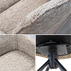 RAINER - Conjunto de 2 cadeiras de jantar giratórias 360°, em tecido castanho, estrutura em metal preto