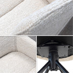 RAINER - Conjunto de 2 cadeiras de jantar estofadas e giratórias 360°, em tecido bege com estrutura em metal preto