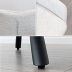 RAINER - Conjunto de 2 cadeiras de jantar estofadas e giratórias 360°, em tecido bege com estrutura em metal preto