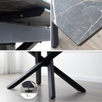 TAYLOR - Mesa de jantar/cozinha extensível com tampo de 2,5 cm em melamine com efeito mármore e estrutura em metal preto