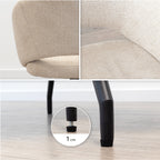 JANE - Conjunto de 2 cadeiras de jantar estofadas e giratórias 360°, em tecido bege com estrutura em metal preto