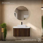 Maia – Móvel de Lavatório Suspenso com Gavetas Soft-Close | 90 cm | Branco Acanalado