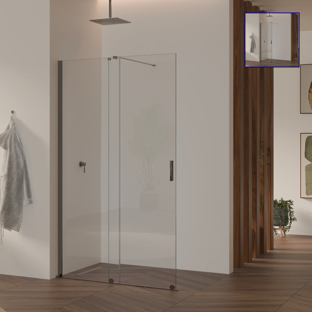 NADINE - Painel de Duche Walk-In em Vidro Temperado 8mm com Perfil cromado