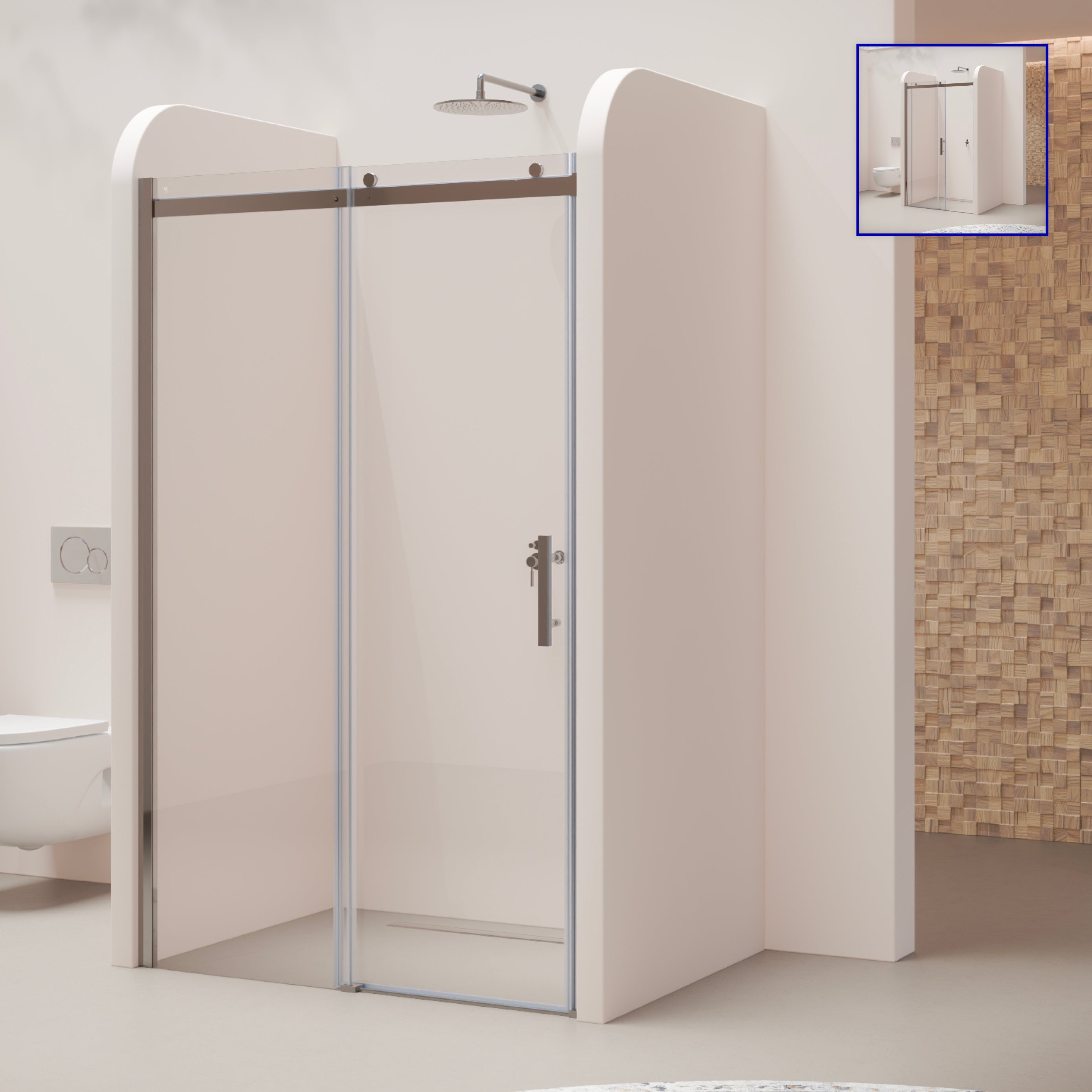 VIOLA - Frontal de duche com porta de correr em vidro temperado de 8 mm - Vários tamanhos