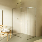 GIANNA – Painel de Duche Walk-In com 2 Painéis em Vidro Temperado e Perfil Cromado com Barra Estabilizadora