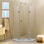 ALICE - Cabine de duche de canto com portas articuladas em vidro temperado fosco