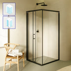 DORA - Cabine de duche com portas de correr em vidro temperado e com perfis em preto