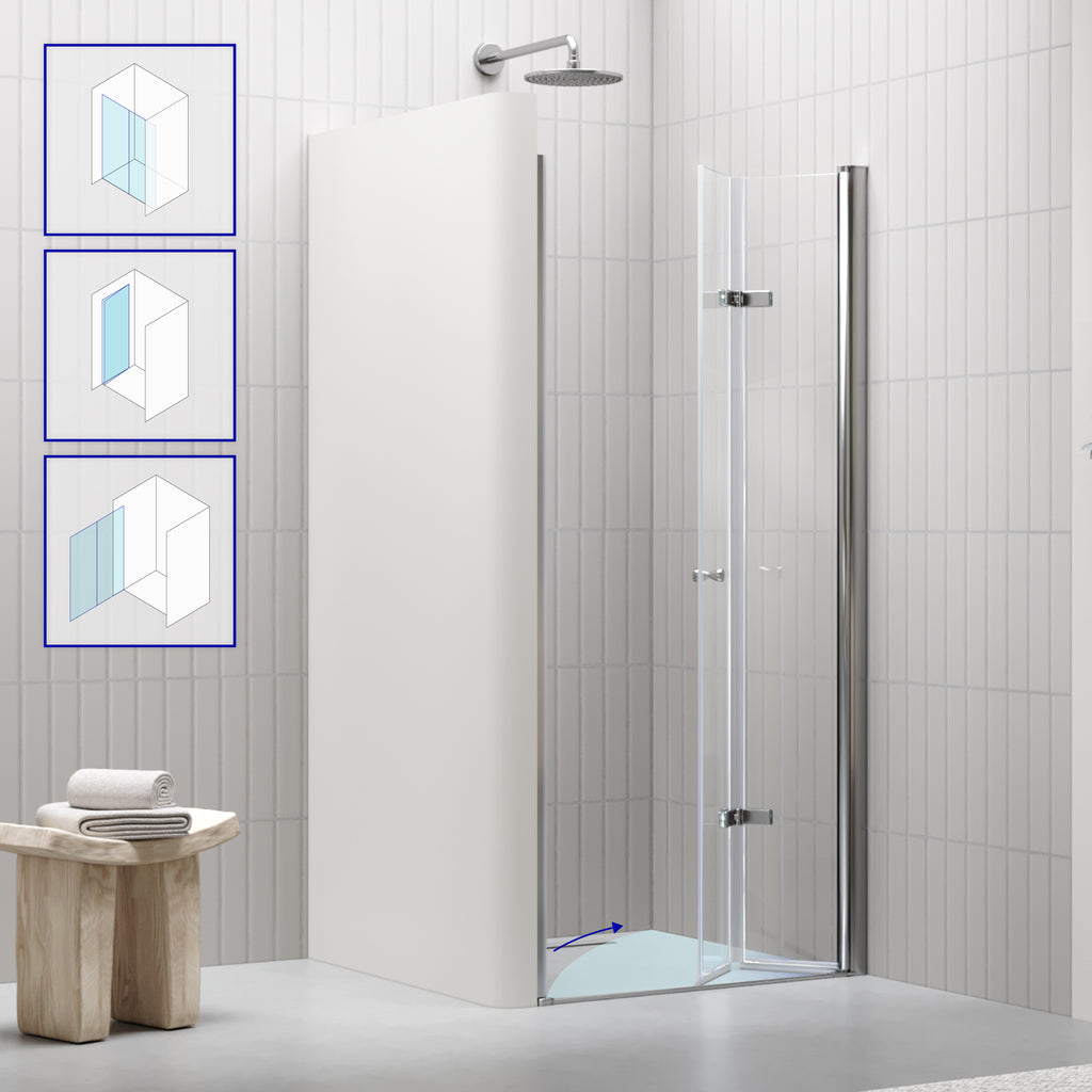 MILA - Porta dobrável em vidro temperado de 6 mm - Vários tamanhos