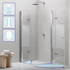 EMMA - Cabine de Duche (70-120 cm x 180-190 cm) com Vidro Meio Fosco 6mm - Entrada de Canto, Portas articuladas e Perfis em Inox