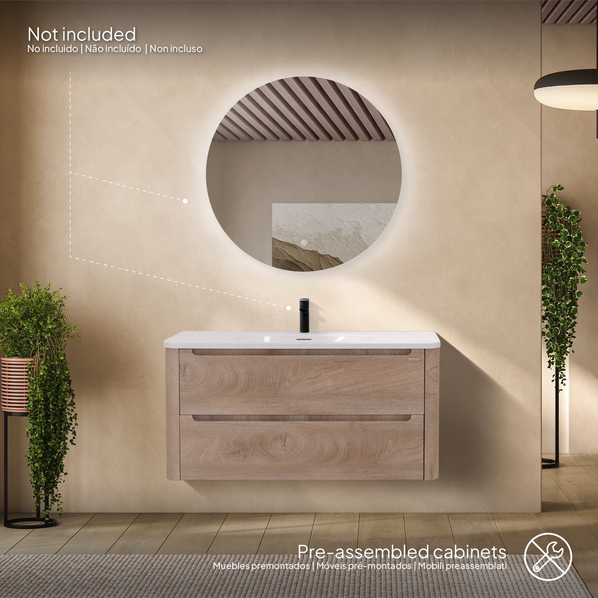 Vesta – Móvel de Lavatório Suspenso 100 cm com 2 Gavetas Soft-Close