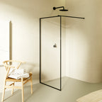 GIANNA - Painel de Duche Walk-In em Vidro Temperado com Perfil Preto e Barra Estabilizadora