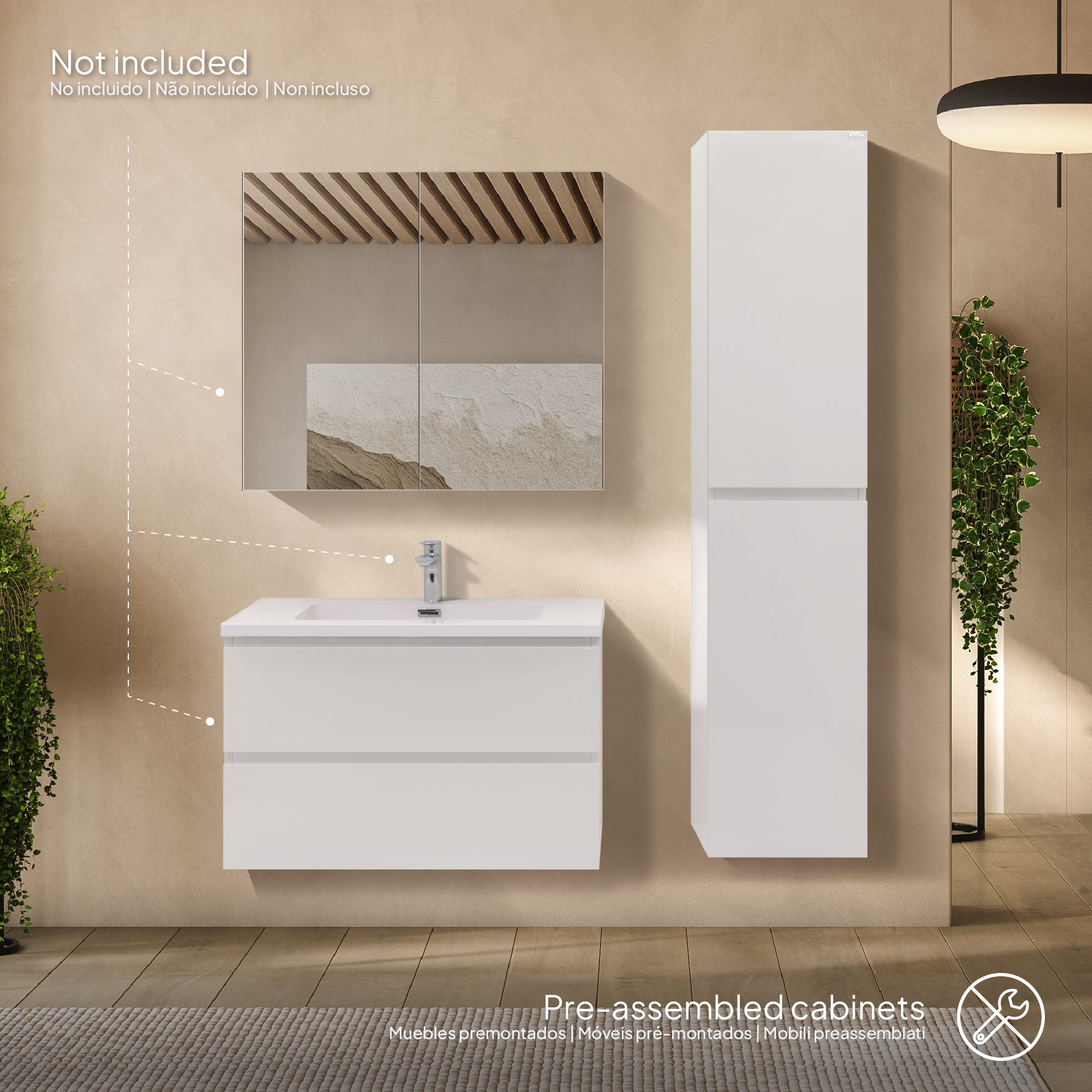 Atena – Coluna Lateral de Casa de Banho com Soft-Close | 2 Cores