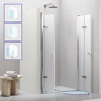 LENA - Frontal de duche com portas dobráveis em vidro temperado fosco