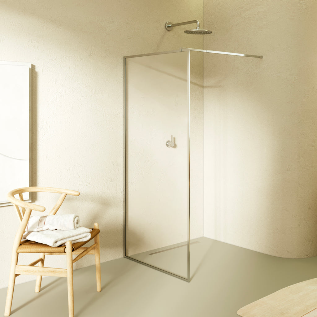 GIANNA - Painel de Duche Walk-In em Vidro Temperado com Perfil Cromado e Barra Estabilizadora