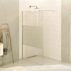 FIONA - Painel de Duche Walk-In em Vidro Meio Fosco 10mm com perfil e Barra Estabilizadora Cromado