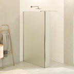 FIONA - Painel de Duche Walk-In com Painel Lateral Giratório 40 cm em Vidro Satinado 10mm com Perfil e Barra Estabilizadora Cromado