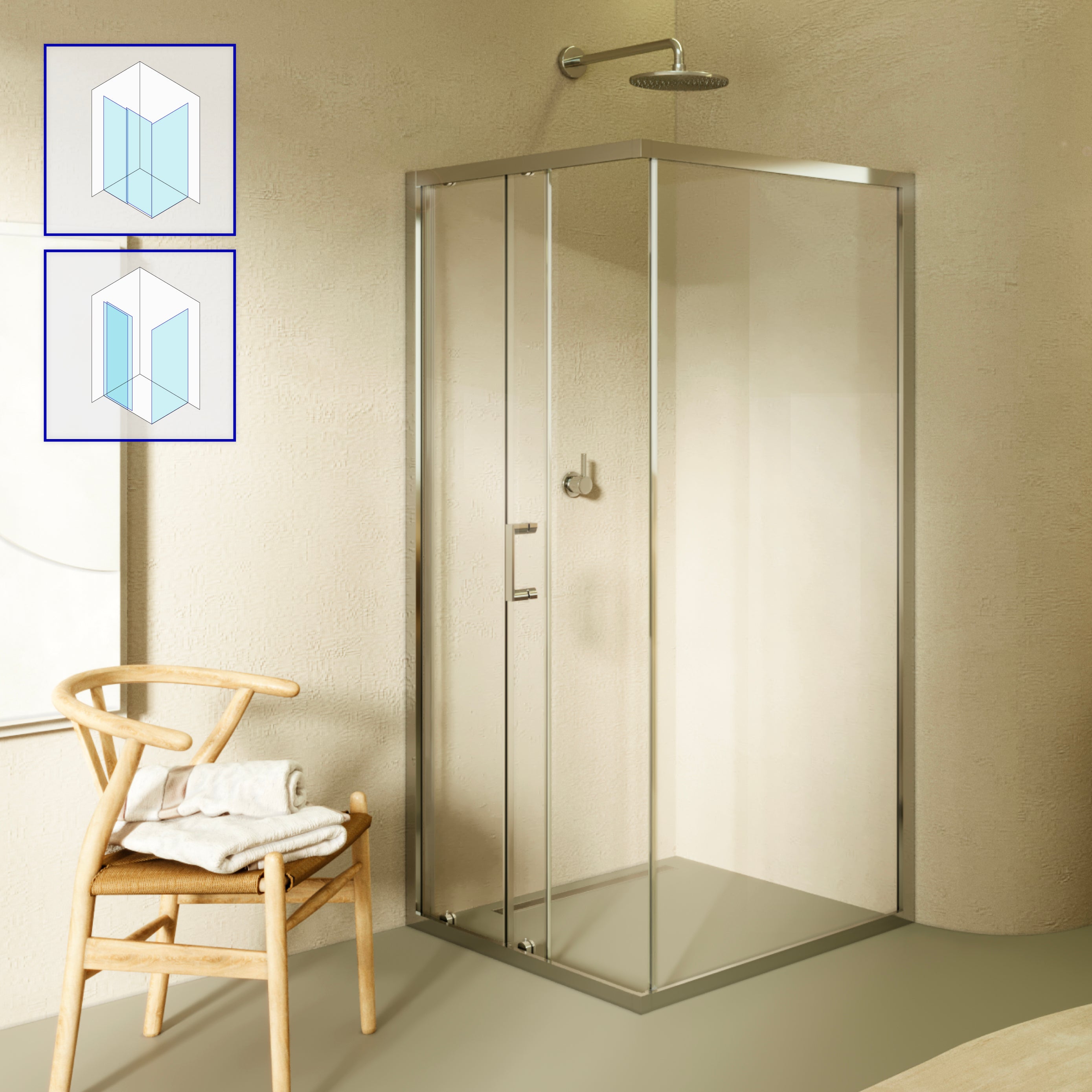 DORA - Cabine de duche com portas de correr em vidro temperado