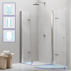 EMMA - Cabine de Duche (70-120 cm x 180-190 cm) com Vidro Transparente 6mm - Entrada de Canto, Portas articuladas e Perfis em Inox