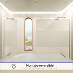 FIONA - Painel de Duche Walk-In em Vidro Meio Fosco 10mm com perfil e Barra Estabilizadora Cromado