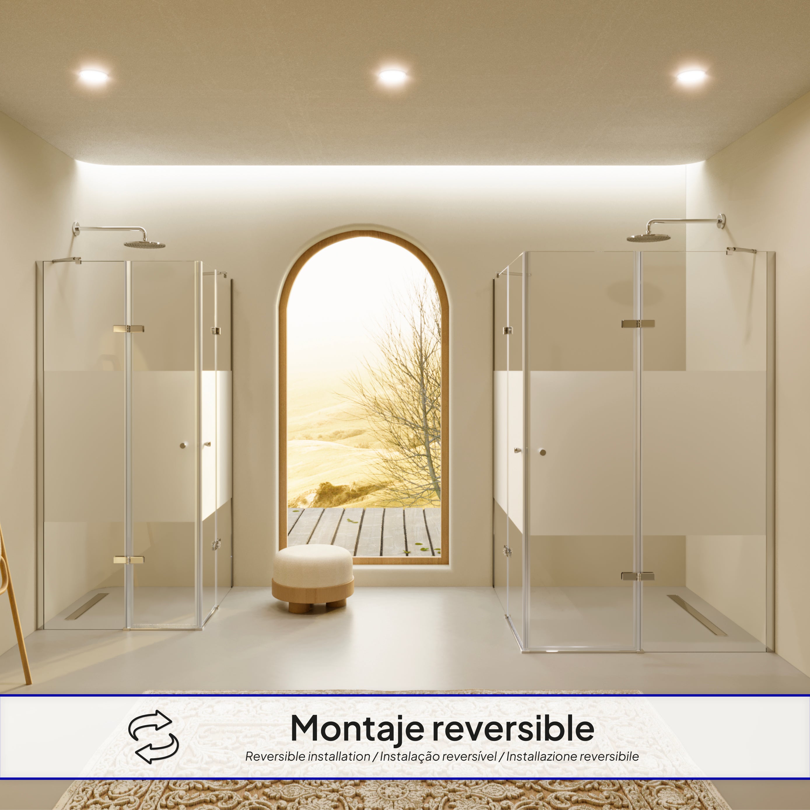 ALICE - Cabine de duche com portas articuladas em vidro temperado meio fosco