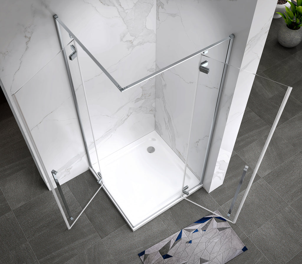JAYLA - Cabine de duche reversível, portas de abrir, vidro6 mm e perfis cromados