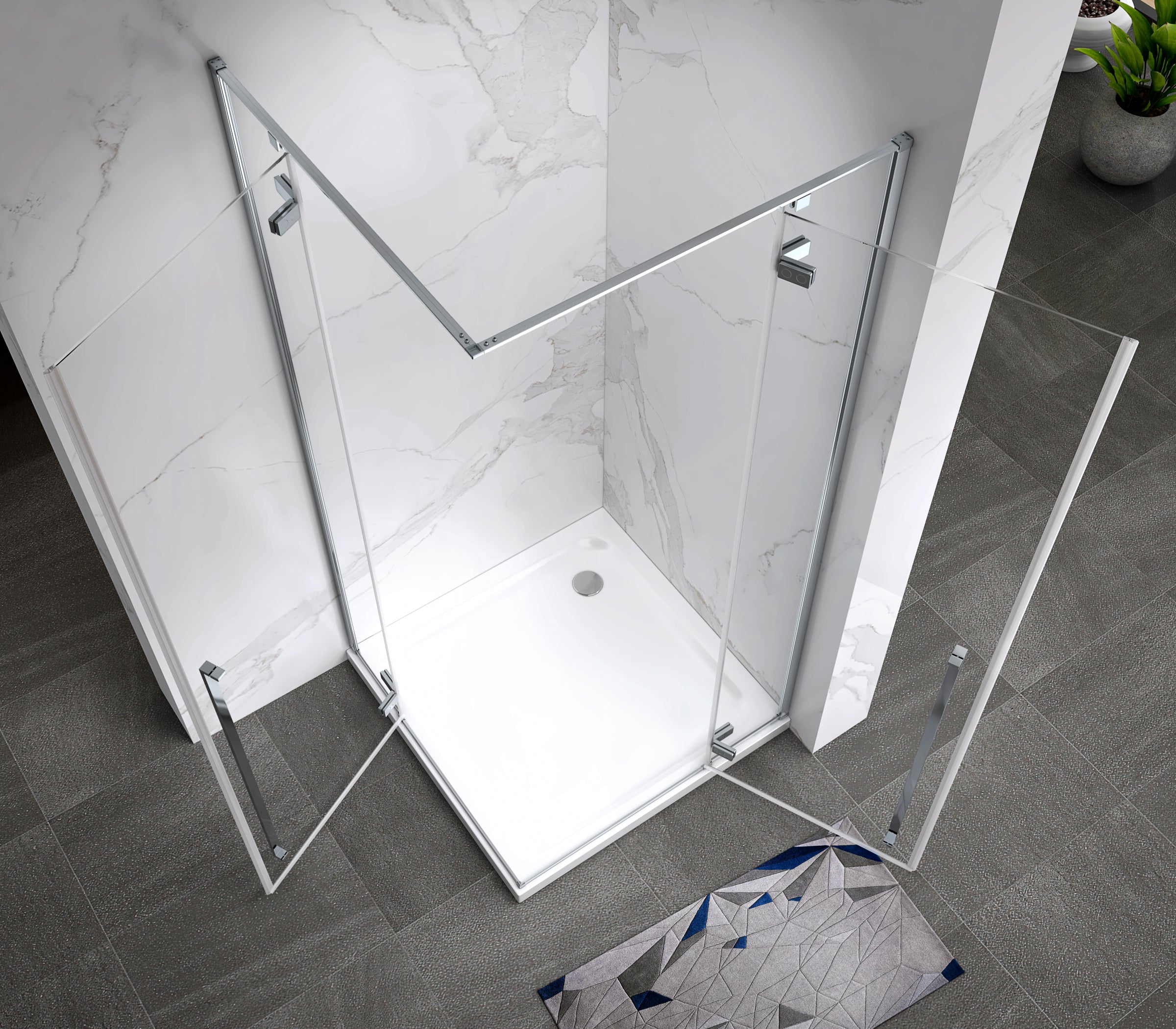 JAYLA - Cabine de duche reversível, portas de abrir, vidro6 mm e perfis cromados