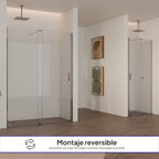 NADINE - Frontal de duche em vidro temperado transparente de 8mm e perfis cromados