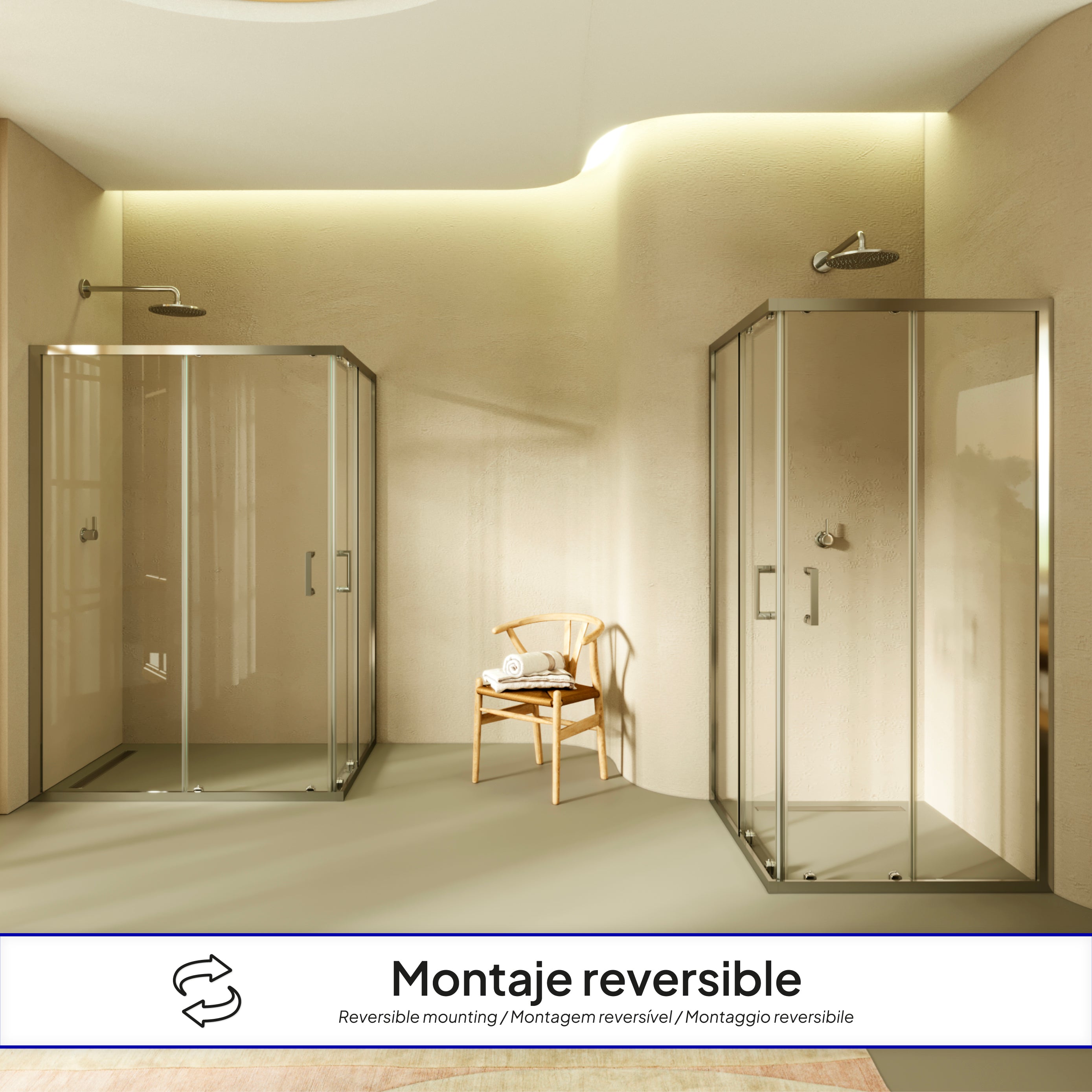 DIANA - Cabine de duche de entrada de canto com portas de correr em vidro temperado