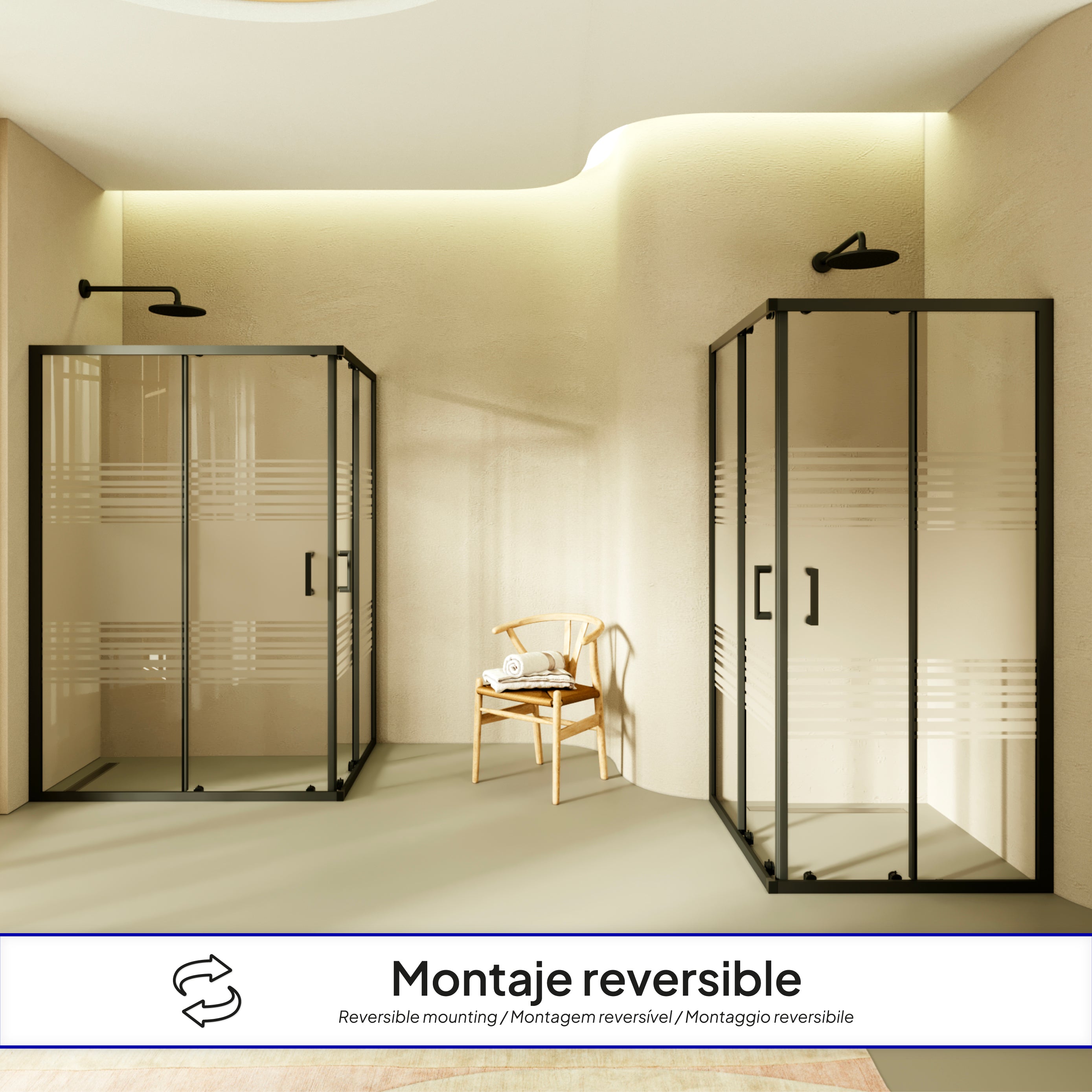 DIANA - Cabine de duche de entrada de canto com portas de correr em vidro meio fosco