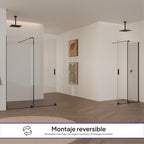 NADINE - Painel de Duche Walk-In em Vidro Temperado 8mm com Perfil Preto