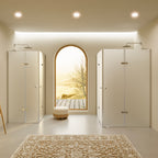 ALICE - Cabine de duche de canto com portas articuladas em vidro temperado fosco