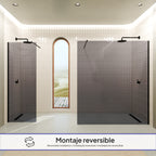 OLIVIA - Painel de Duche Walk-In em Vidro Escuro 10mm com Perfil e Barra Estabilizadora Preto