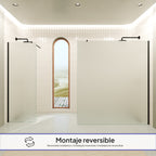 OLIVIA - Painel de Duche Walk-In em Vidro Fosco 10mm com Perfil e Barra Estabilizadora Preto