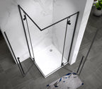 JAYLA - Cabine de duche reversível, portas de abrir, vidro 6mm e perfis pretos