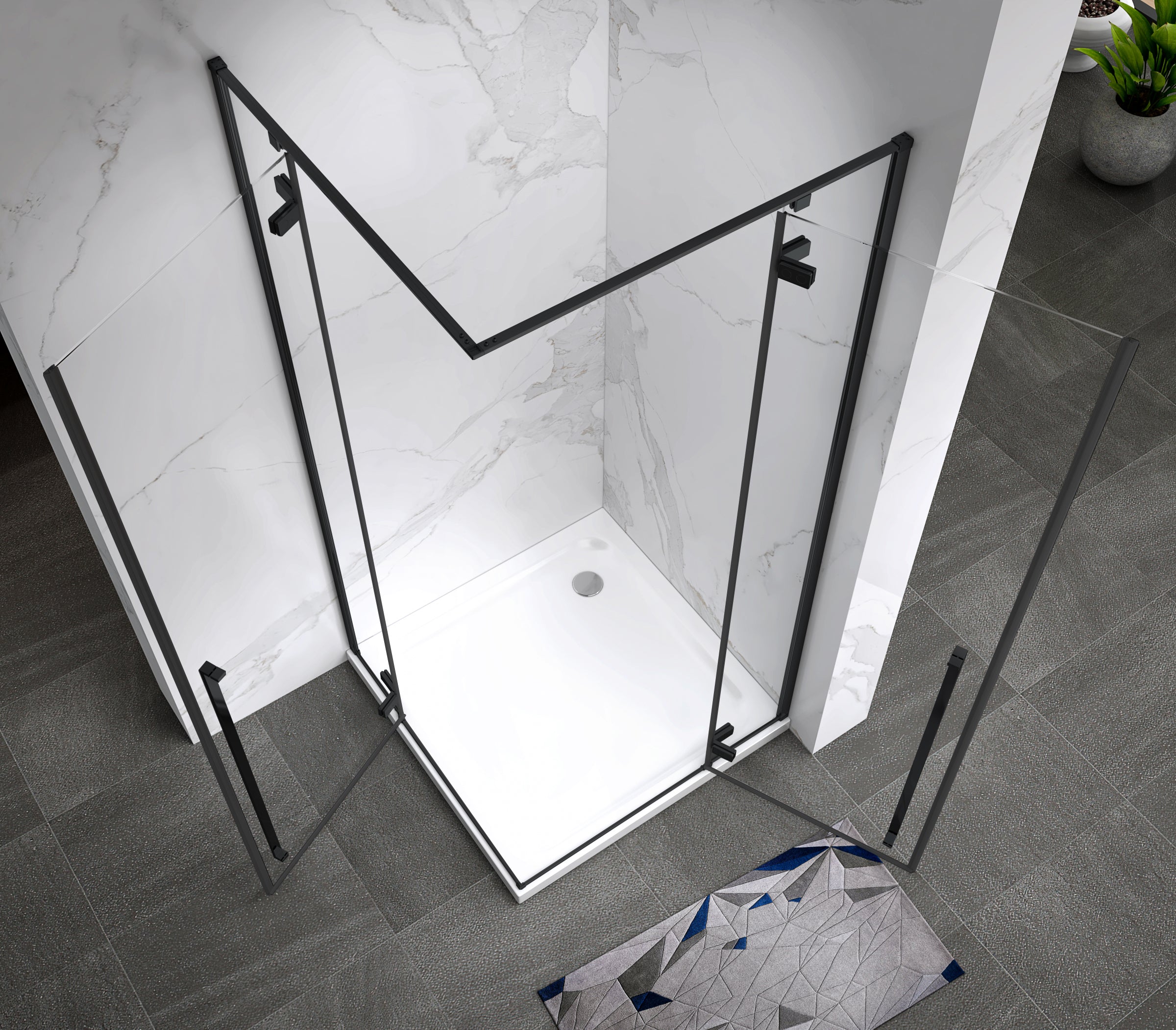 JAYLA - Cabine de duche reversível, portas de abrir, vidro 6mm e perfis pretos