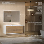 Hebe – Móvel de Lavatório Suspenso 90 cm Branco Mate/Carvalho com Soft-Close