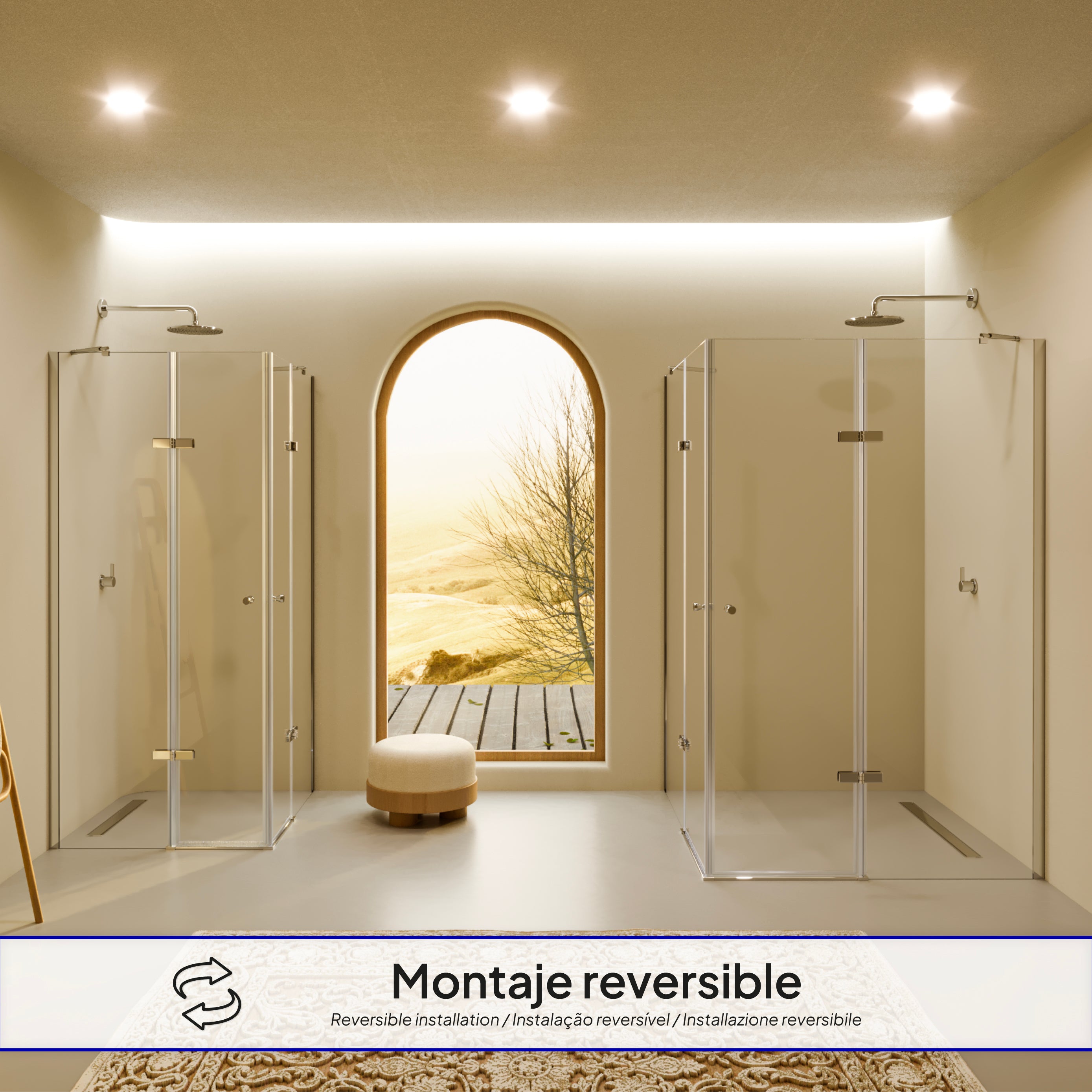 ALICE - Cabine de duche com portas articuladas em vidro temperado meio fosco