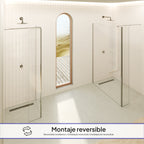 FIONA - Painel de Duche Walk-In com Painel Lateral Fixo 40 cm a 90º em Vidro Transparente 10mm com Perfil e Barra Estabilizadora Cromado