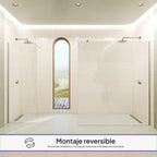 FIONA - Painel de Duche Walk-In em Vidro Transparente 10mm com Perfil e Barra Estabilizadora Cromado