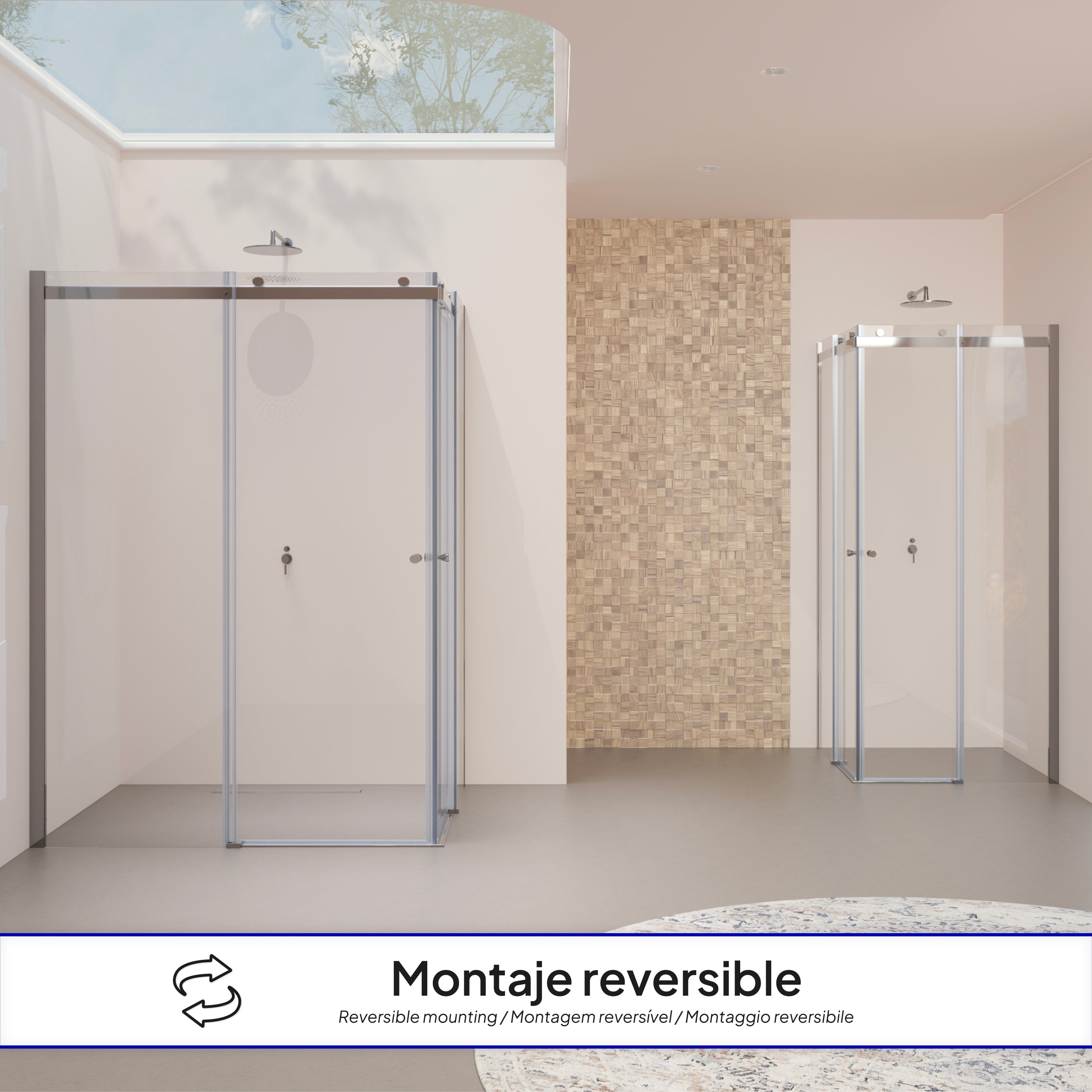 ANNA - Cabine de duche de entrada de canto com portas de correr em vidro temperado de 8mm