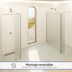 FIONA - Painel de Duche Walk-In com Painel Lateral Giratório 40 cm em Vidro Satinado 10mm com Perfil e Barra Estabilizadora Cromado