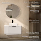 Maia – Móvel de Lavatório Suspenso com Gavetas Soft-Close | 90 cm | Branco Acanalado