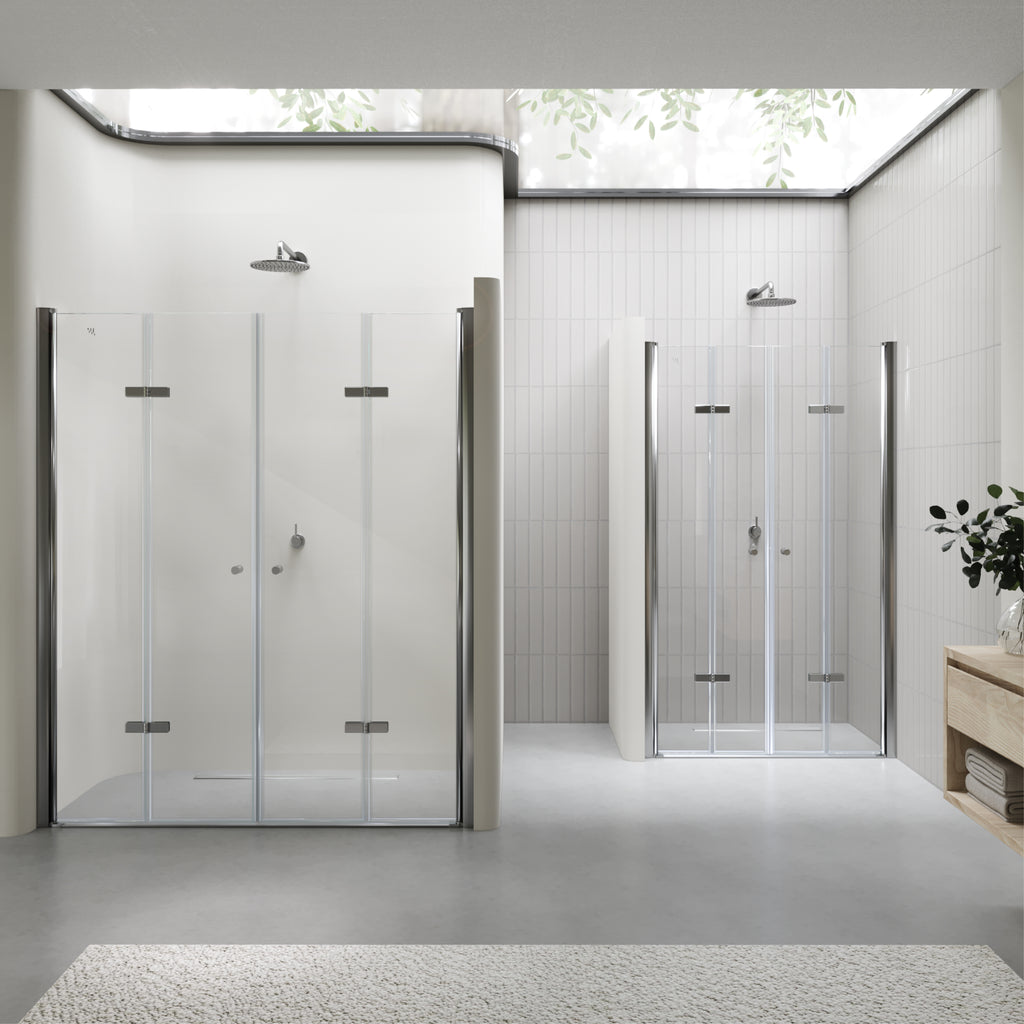LENA - Frontal de duche com portas dobráveis em vidro temperado