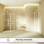 GIANNA - Painel de Duche Walk-In em Vidro Temperado c/ Blocos, Perfil Branco e Barra Estabilizadora