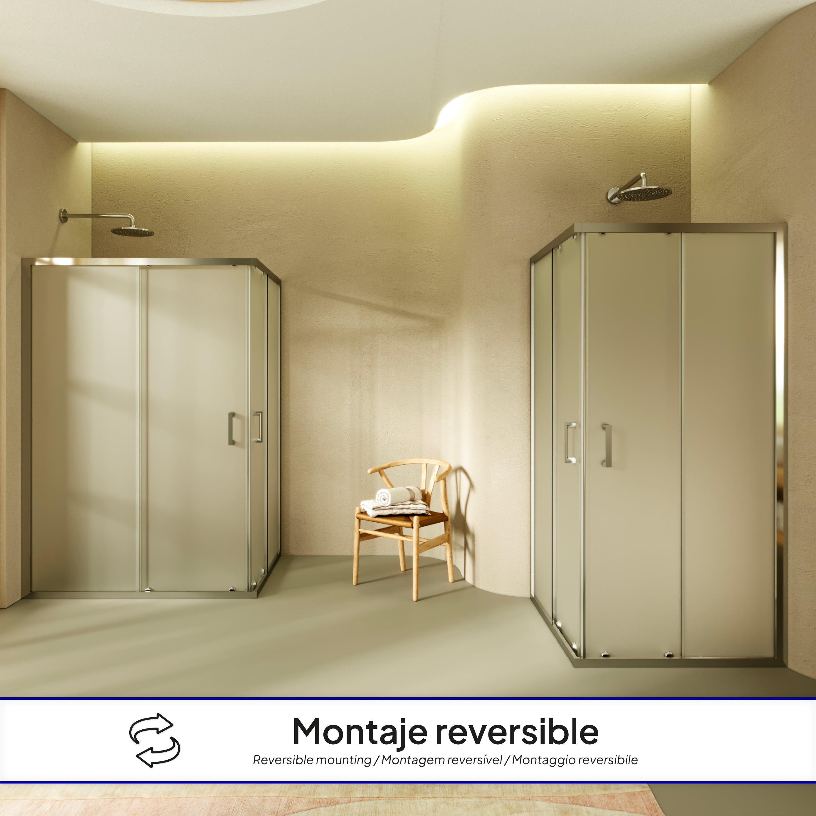 DIANA - Cabine de duche de entrada de canto com portas de correr em vidro temperado fosco