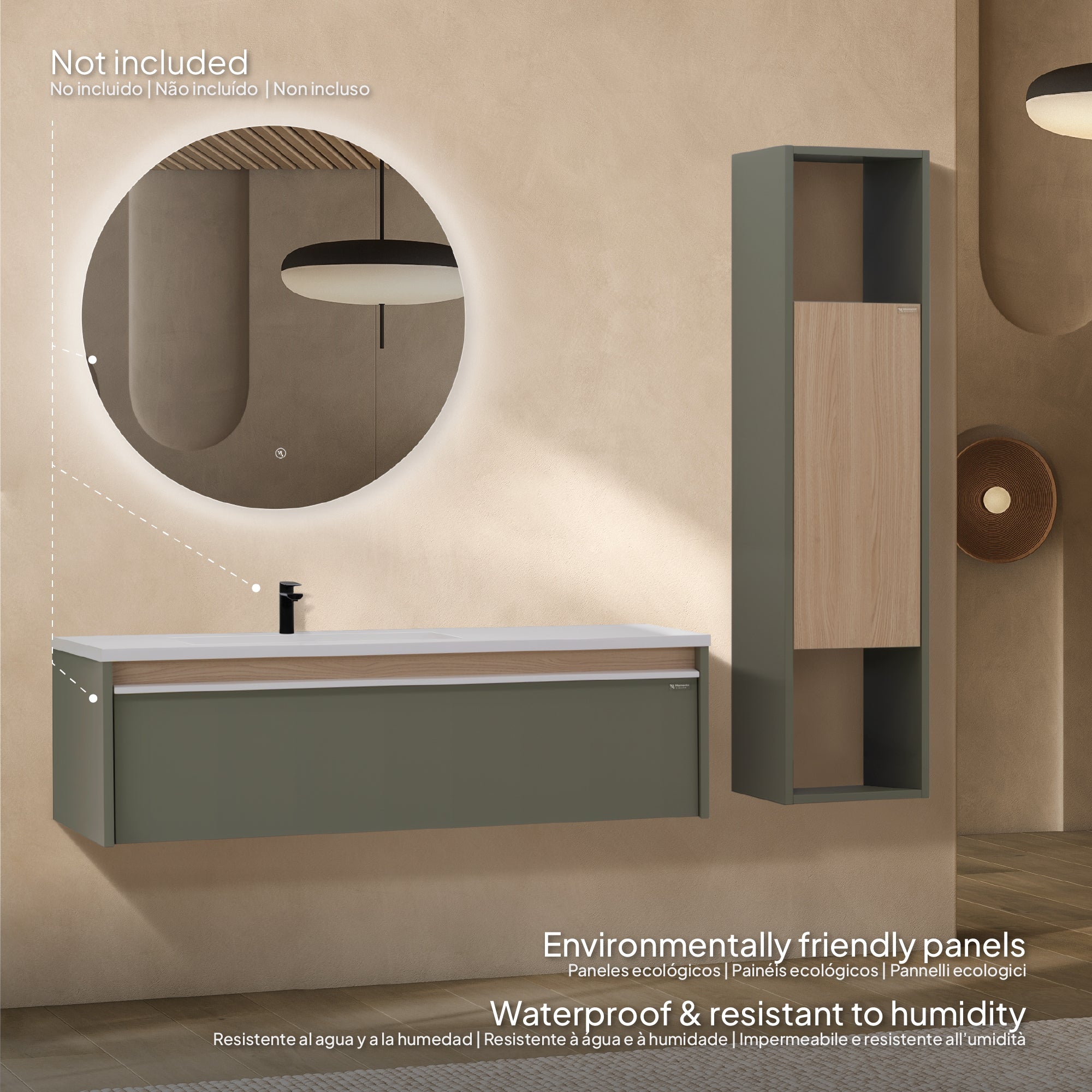 Nereia – Móvel Lateral de Casa de Banho Suspenso com Arrumação