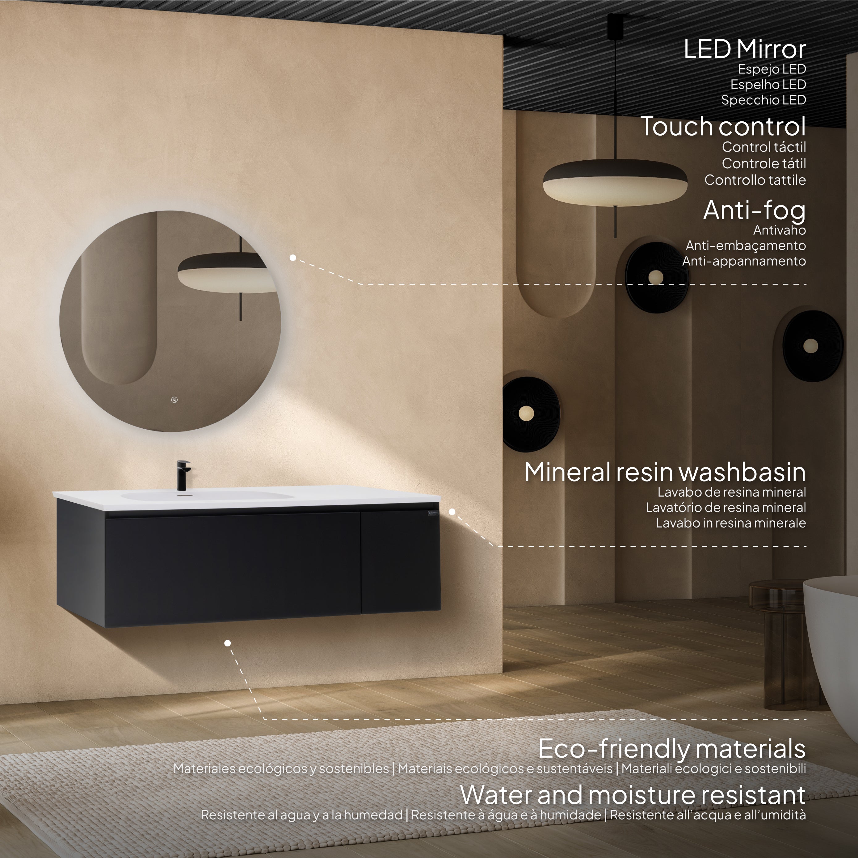 Dafne - Conjunto de Casa de Banho Suspenso - Disponível em 120 cm