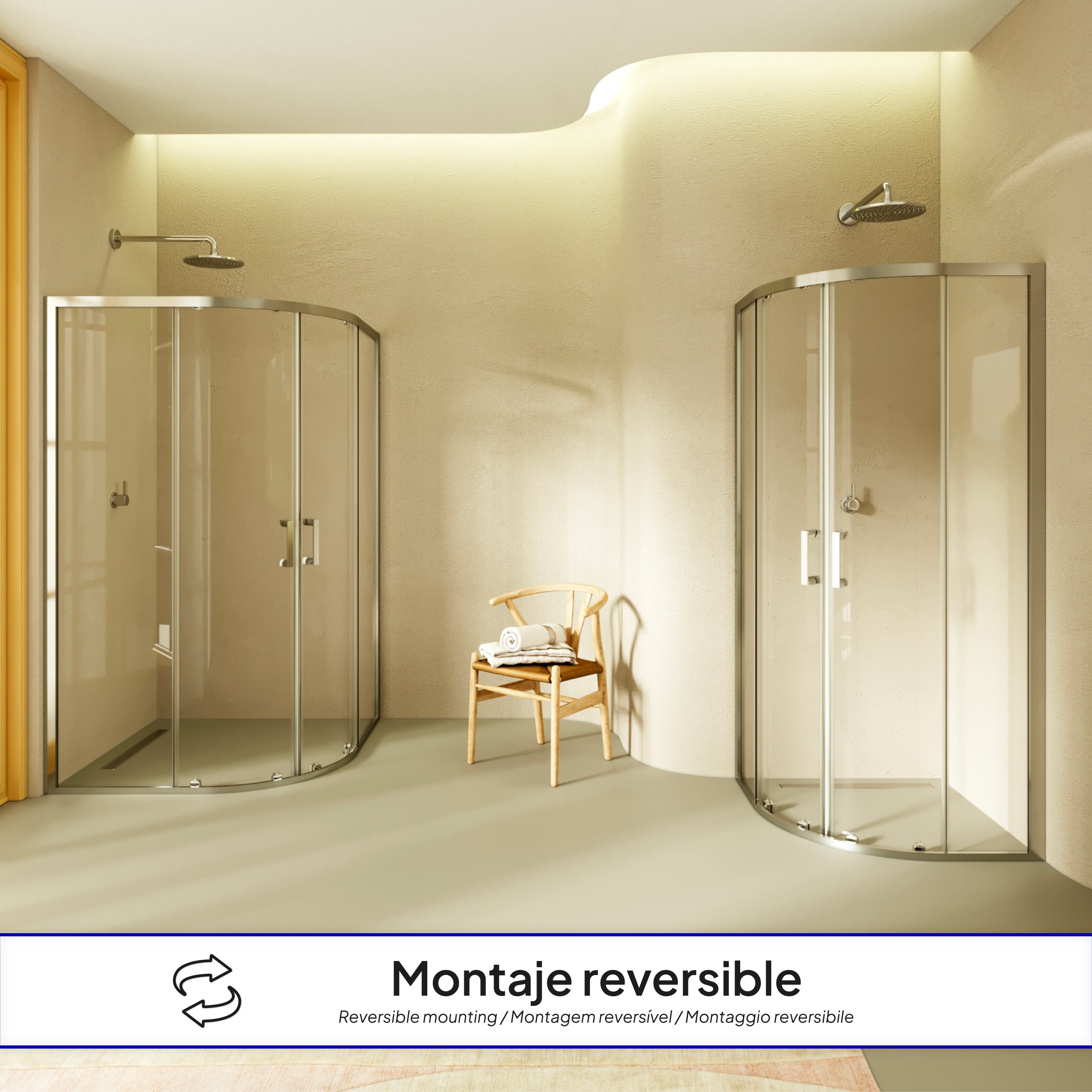 ELLA - Cabine de duche de quadrante em vidro transparente , portas deslizantes e perfis em aluminio