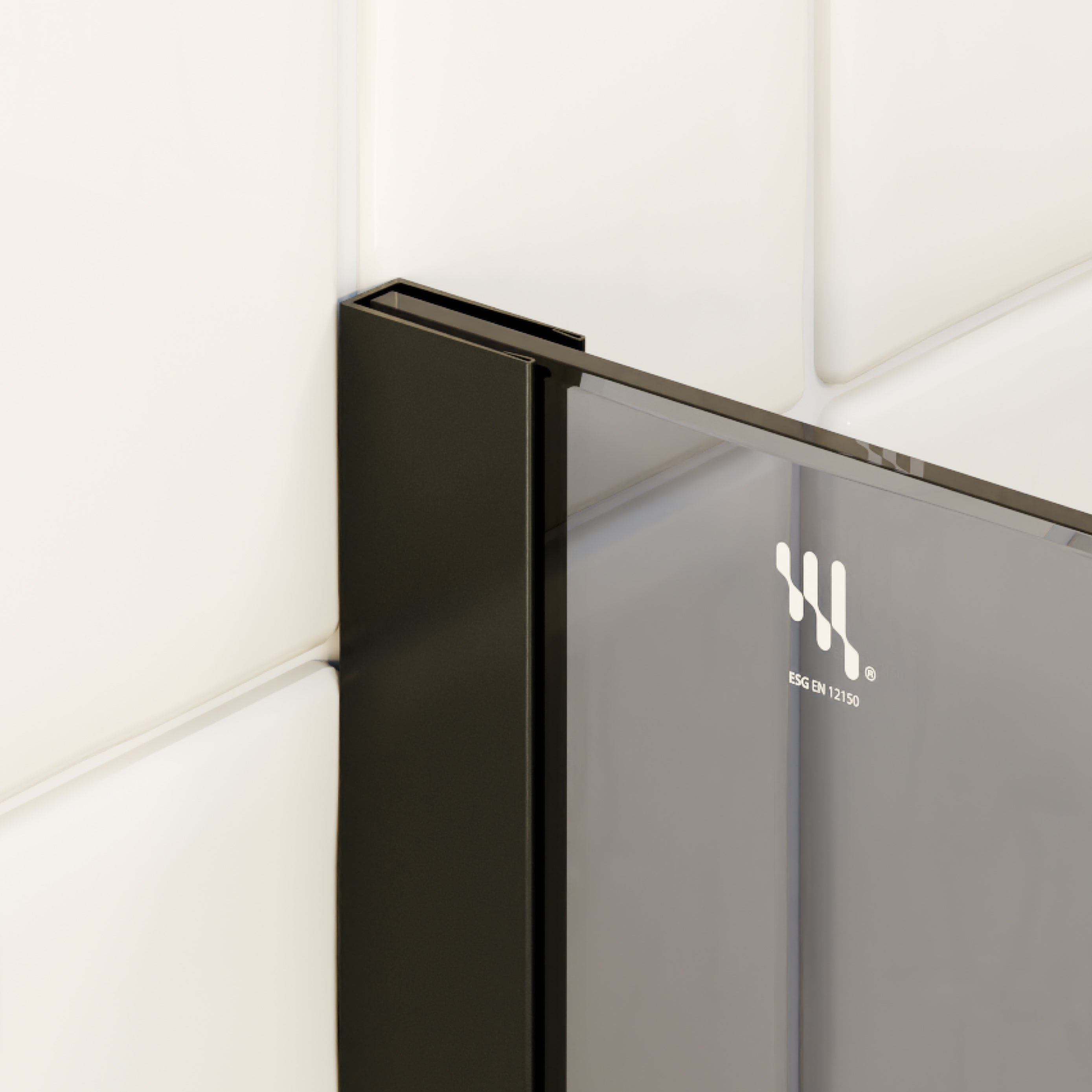 OLIVIA - Painel de Duche Walk-In em Vidro Escuro 10mm com Perfil e Barra Estabilizadora Preto