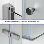 EMMA - Cabine de Duche (70-120 cm x 180-190 cm) com Vidro Fosco 6mm - Entrada de Canto, Portas articuladas e Perfis em Inox